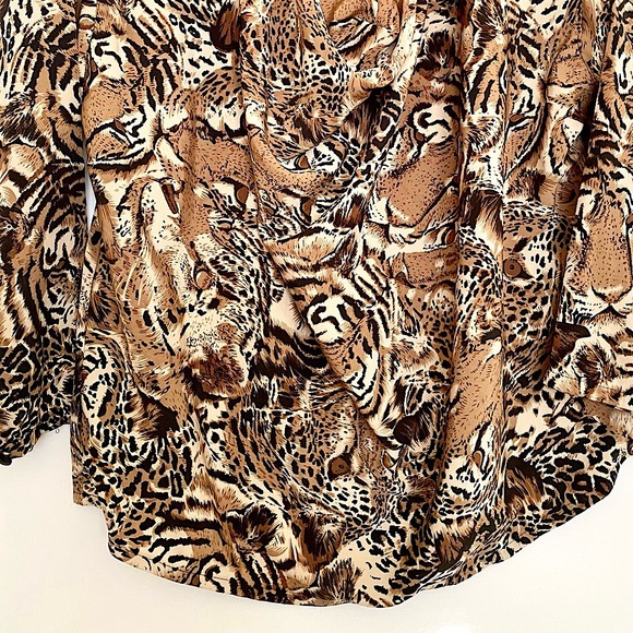 RU-E Women’s Tan Brown Animal Prints Blouse - S - Pre-owned - Picture 7 of 9
